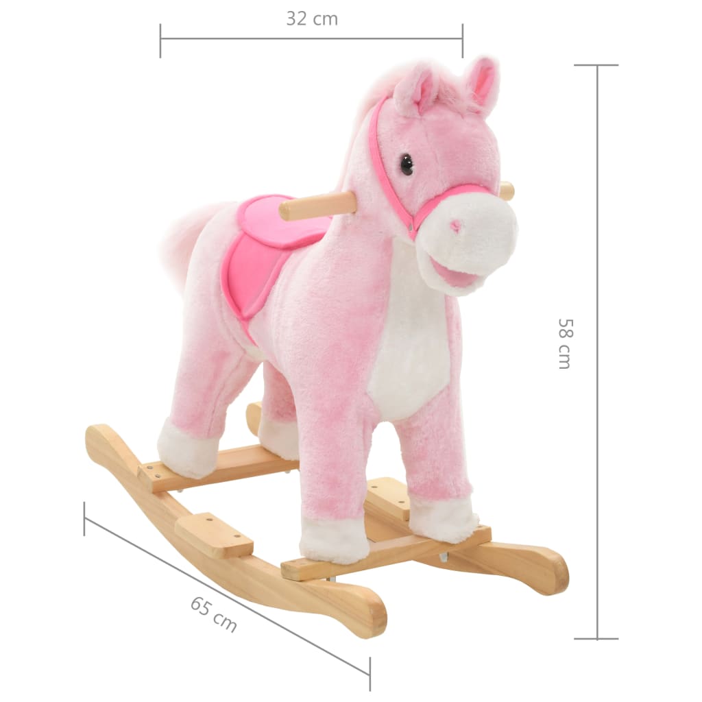 NNEVL Rocking Animal Horse Plush 65x32x58 cm Pink