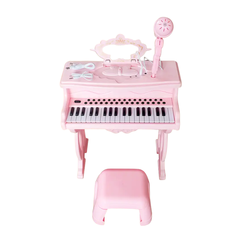 Pink Electronic Piano for Kids with Microphone-0