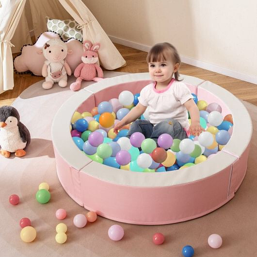 Detachable Foam Ball Pit with 50 Colorful Ocean Balls-Pink